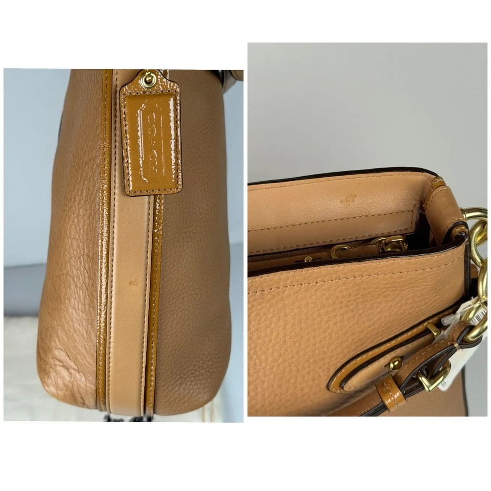 Coach Colette Hobo Shoulder Bag Soft Pebbled Leather Camel Tan K1026-16457 NWT‎